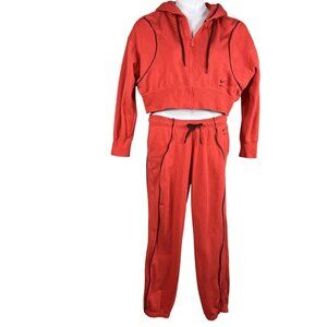 Nike Air Womens M Crimson Tracksuit Cropped Hoodie Joggers Athletic Lounge Set